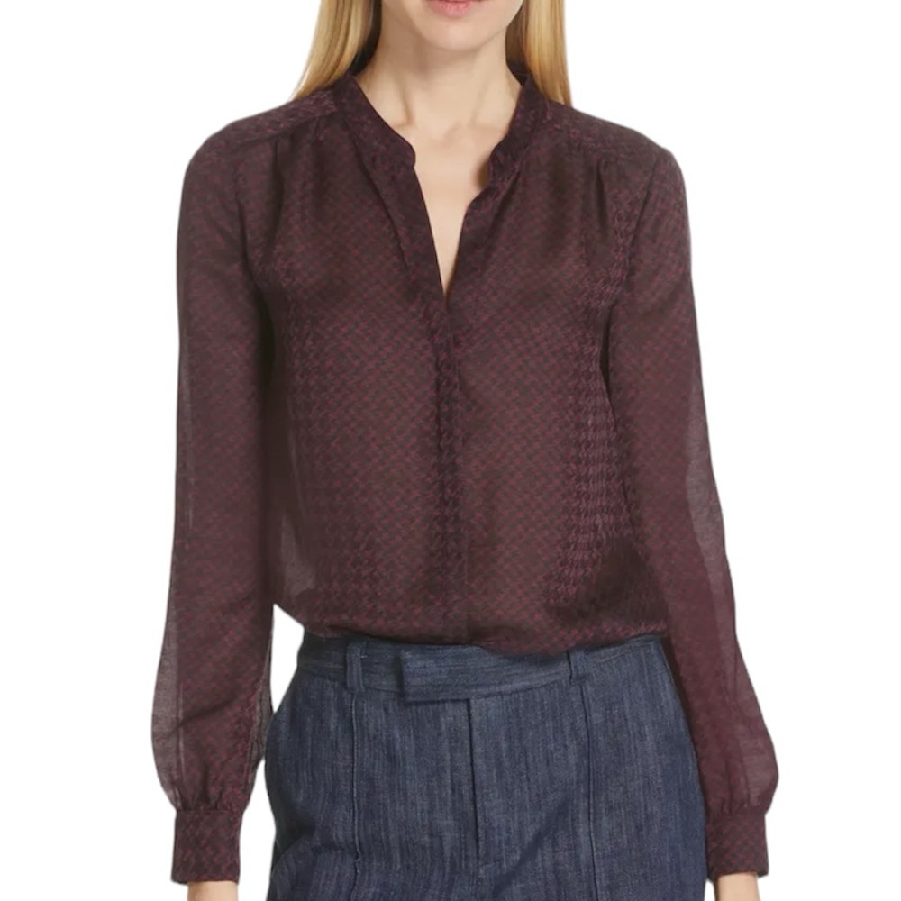 Joie Mintee Houndstooth Blouse NWT